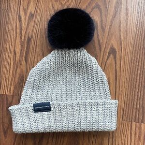 Cozy Knit Beanie with Navy Pom Pom